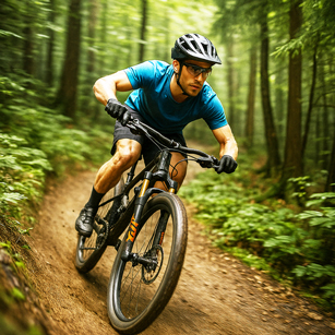 Rad-Action durch den Wald