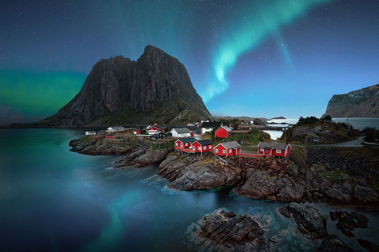 Lofoten Landschaft mit Aurora